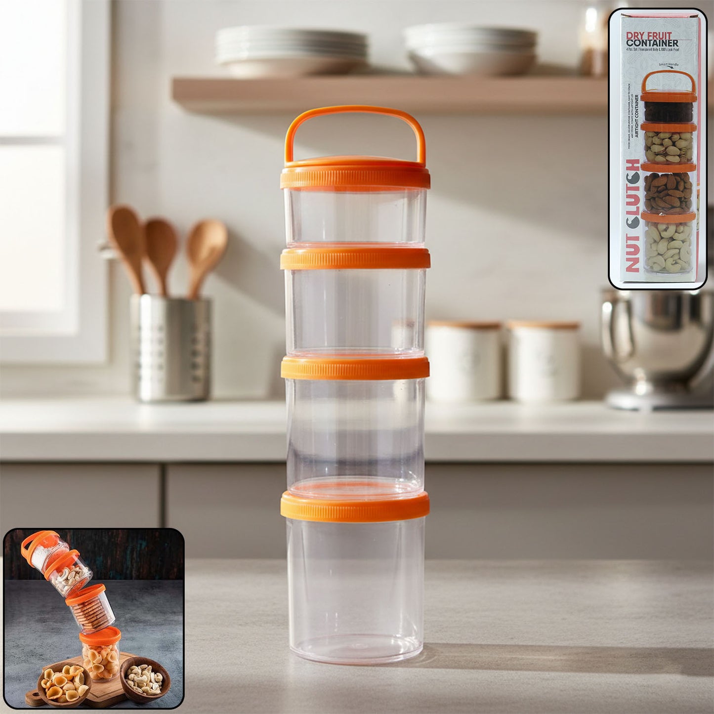 4-in-1 Stackable Dry Fruit Storage Container (1 Set)