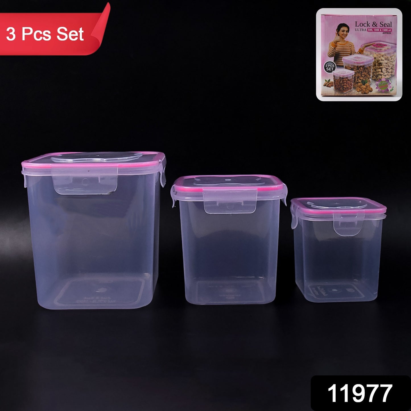 Kitchen Storage Container Set Of 3 Pcs (1500 1000 500 Ml)