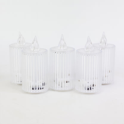 Premium Crystal Effect Led Flameless Candle Lights (5 Pc)