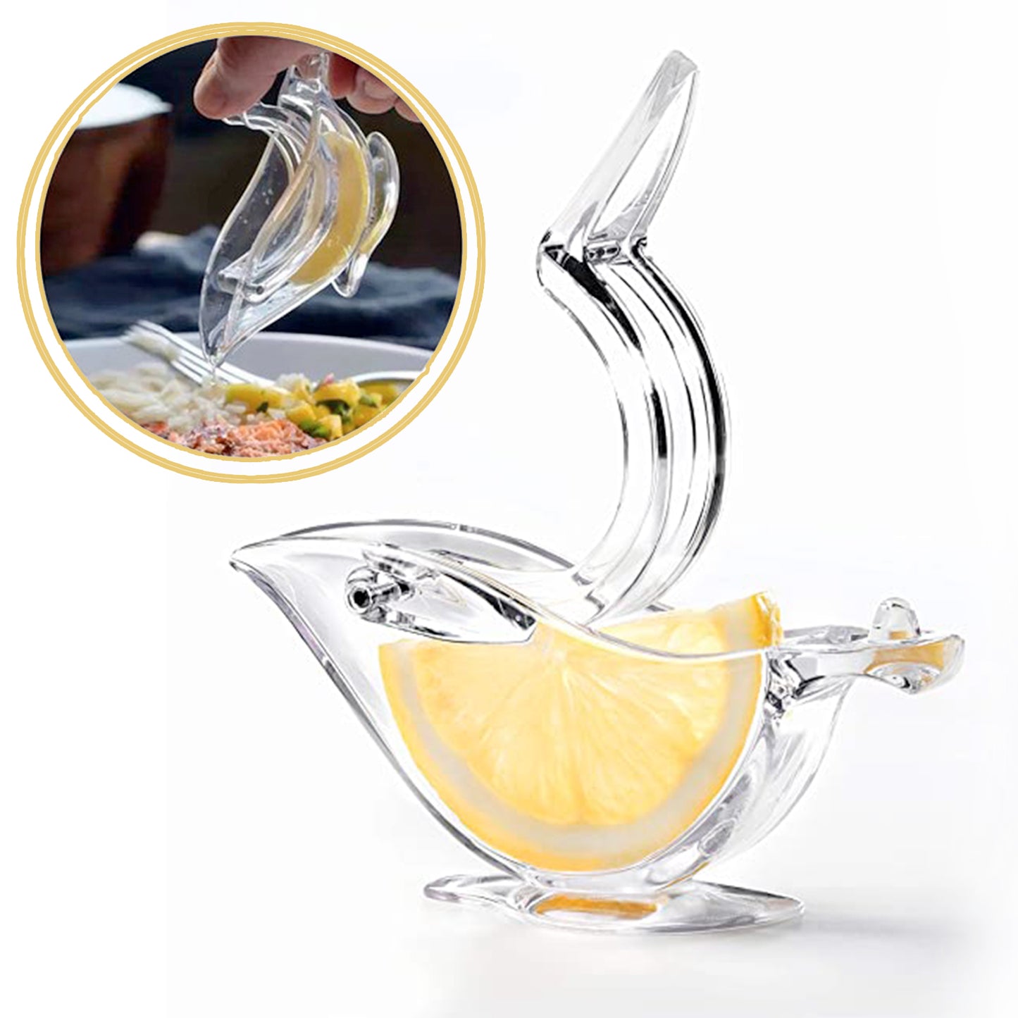 5345 Manual Lemon Slice Squeezer Portable Transparent Fruit Juicer Orange Citrus Manual Bird Shape Hand Juicer For Orange Lemon Limefor Kitchen (Color Box)