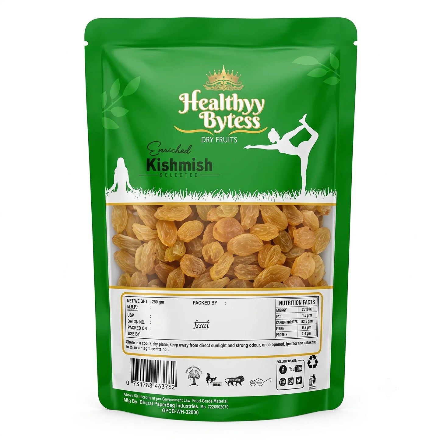 Healthyy Bytess Premium Enriched Kishmish - Natural & Healthy, 250 g