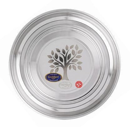 Premium Tree Design Stainless Steel Dinner Plate (Thali), 1 pc