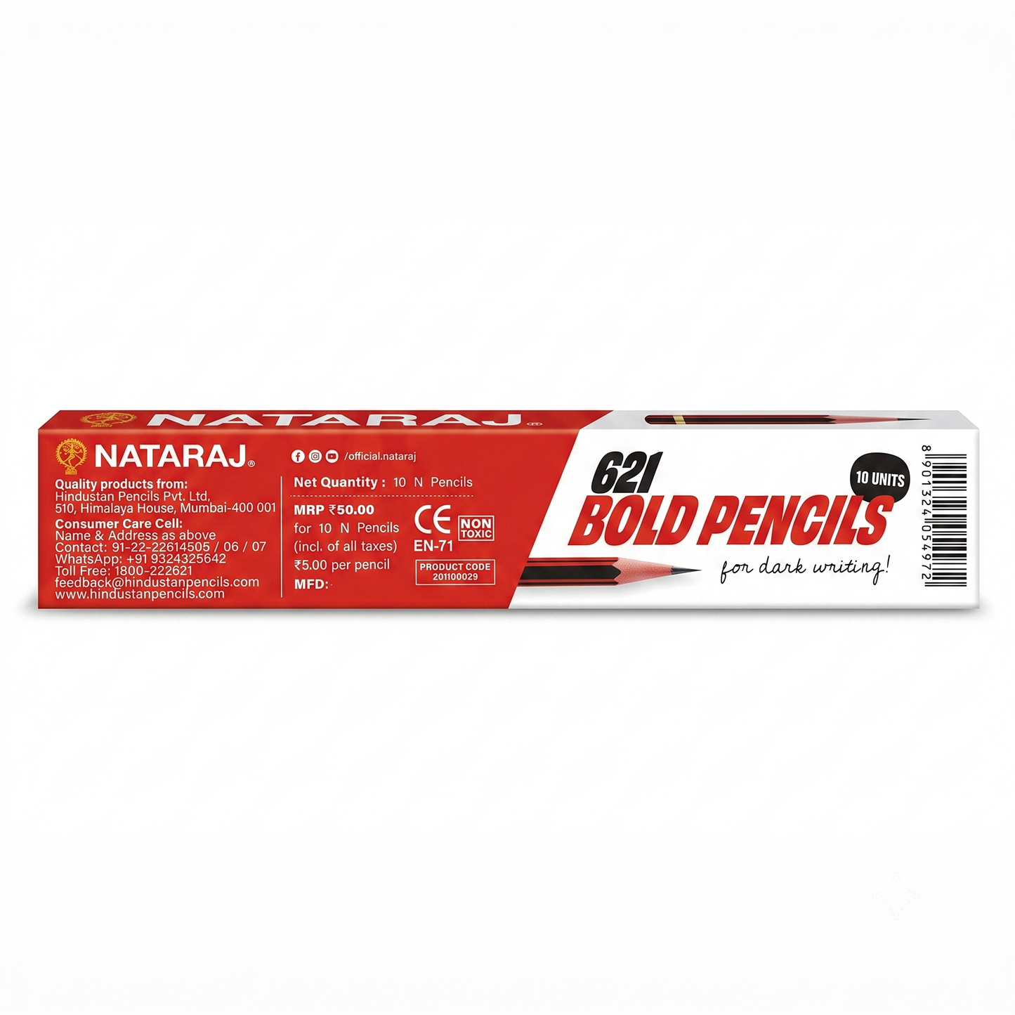 Nataraj 621 Bold Pencils - For Dark Writing, 10 pcs