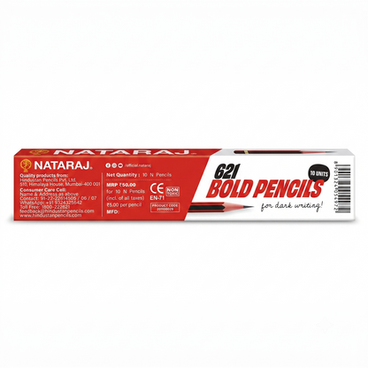 Nataraj 621 Bold Pencils - For Dark Writing, 10 pcs