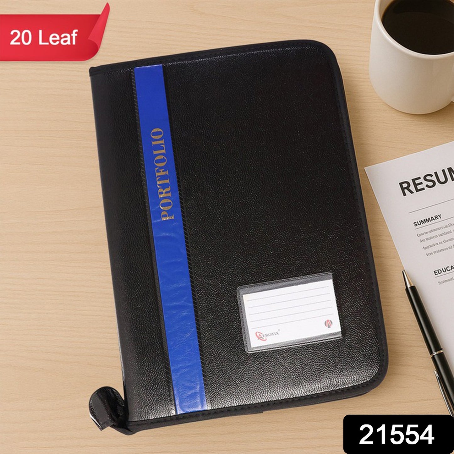Aerotix A4 Portfolio File Zipper  20 Leaf Professional Document Organizer Folder
