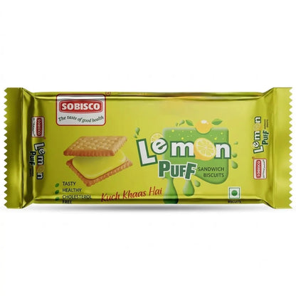Sobisco Lemon Puff Sandwich Cream Biscuits - Cholesterol Free, 125 g