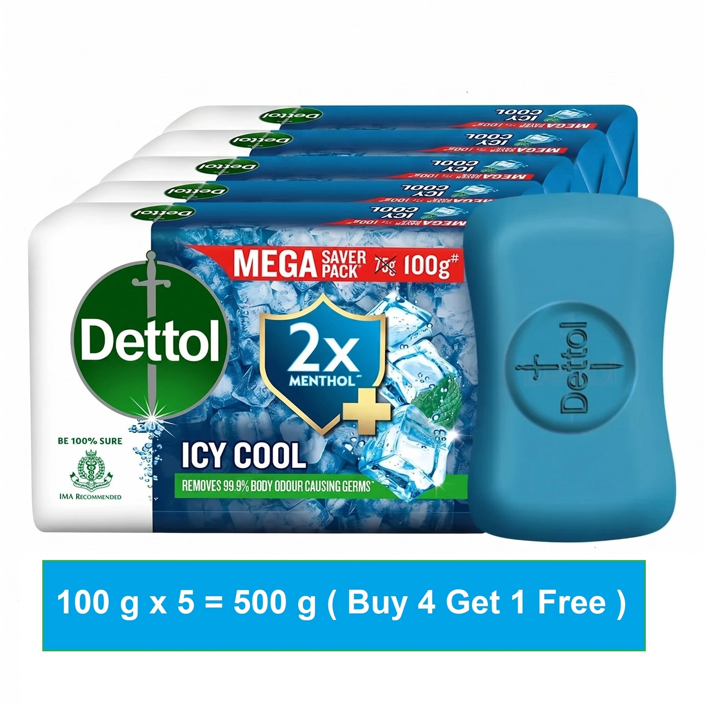 Dettol Icy Cool Soap, 100 g (Pack of 5)