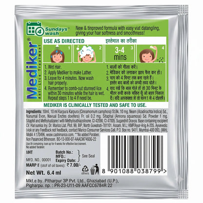 Mediker Anti-Lice Treatment Shampoo, 6.4 ml Pouch