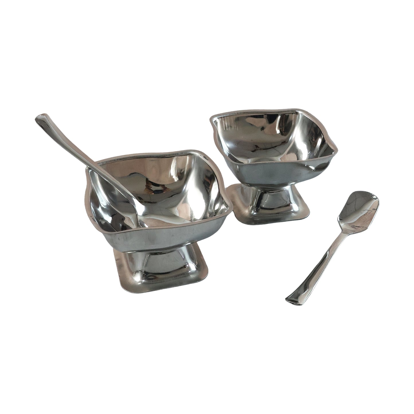 Premium Stainless Steel Ice Cream Cup With 6 Spoon Set (6 Pc Set)