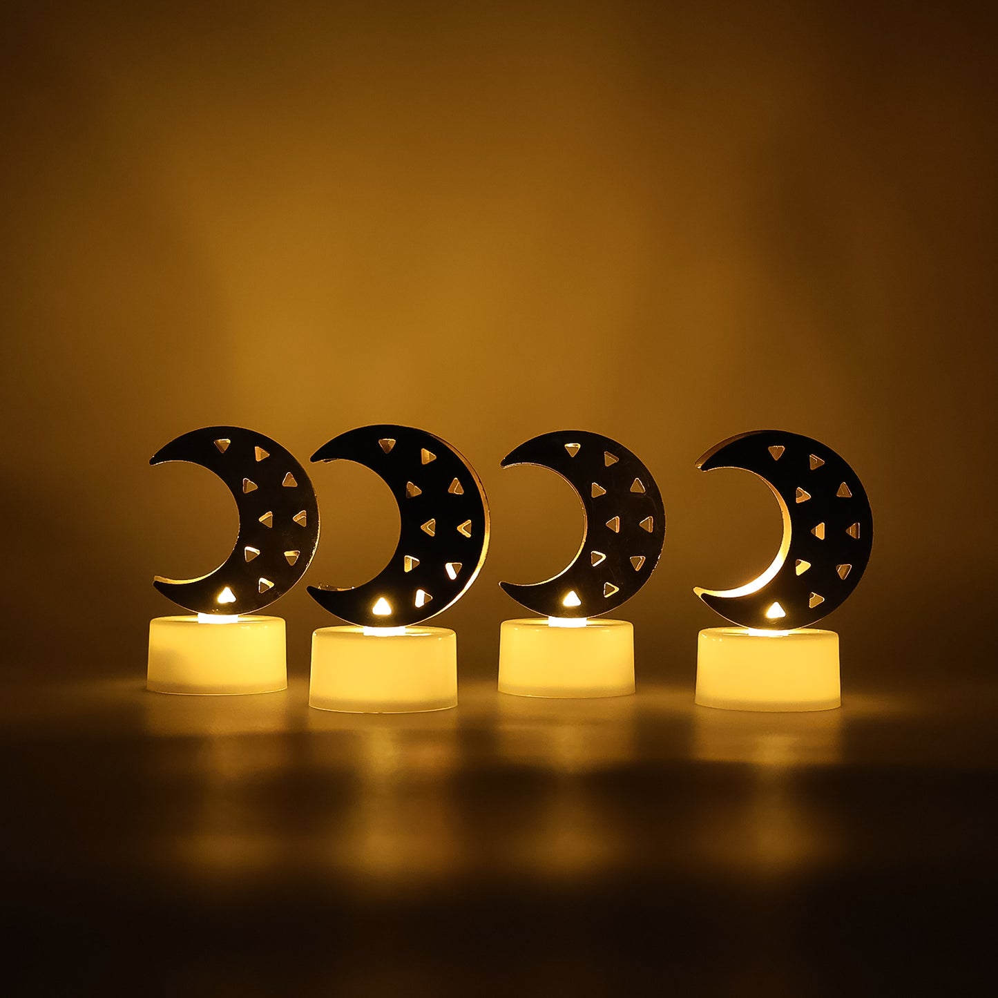 Decorative Moon Shaped Flameless Led Candles (4 Pc)