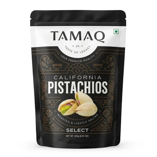 Tamaq Premium California Pistachios (Pista) - Roasted & Lightly Salted, 250 g Pouch