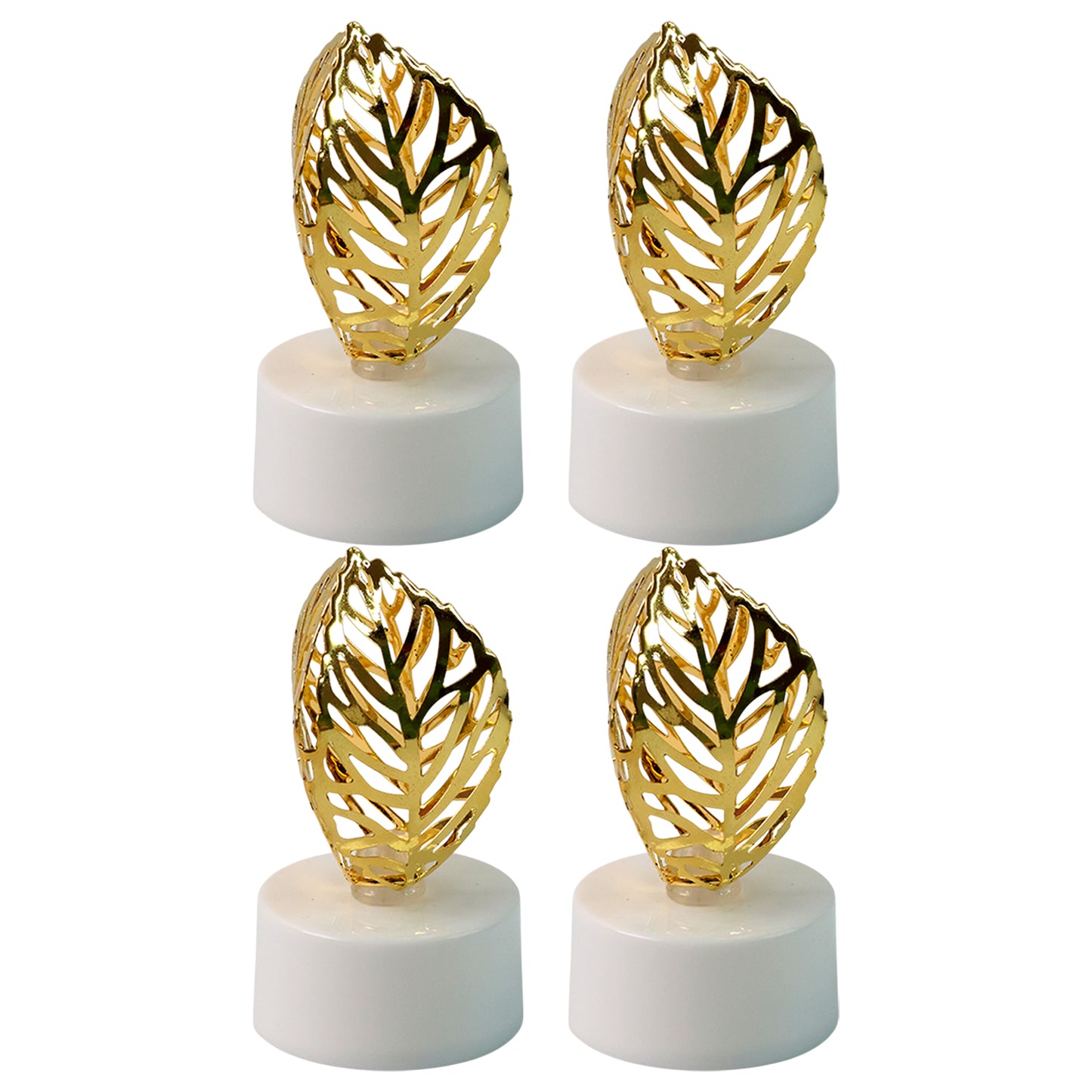 Decorative Golden Leaf Shaped Flameless Led Candles (4 Pc)