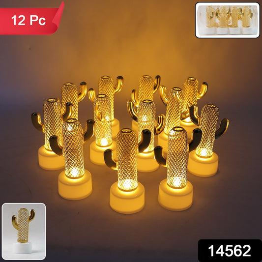 Decorative Cactus Shaped Flameless Led Candles (12 Pc)