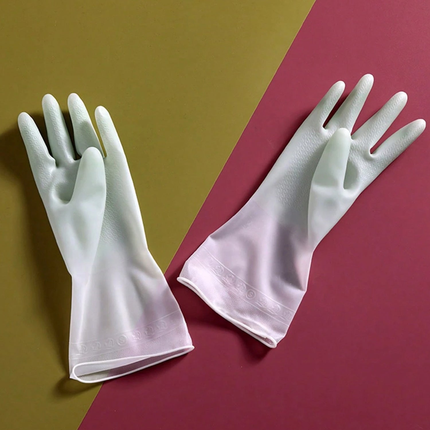Latex Household Gloves (2 Pair  Mix Color)
