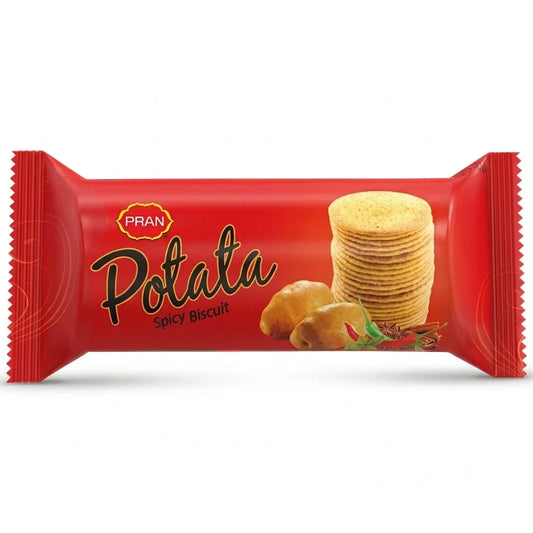PRAN Potata Flavoured Biscuit - Spicy, Thins, For Teatime Snacking, 75 g