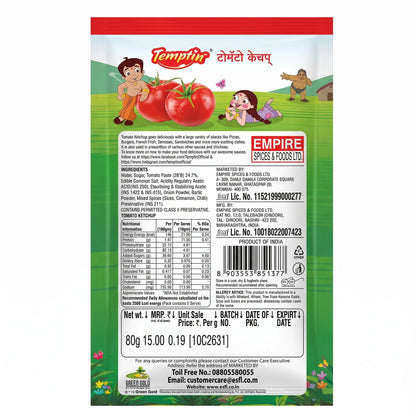 Temptin Tomato Ketchup Pouch, 80 g