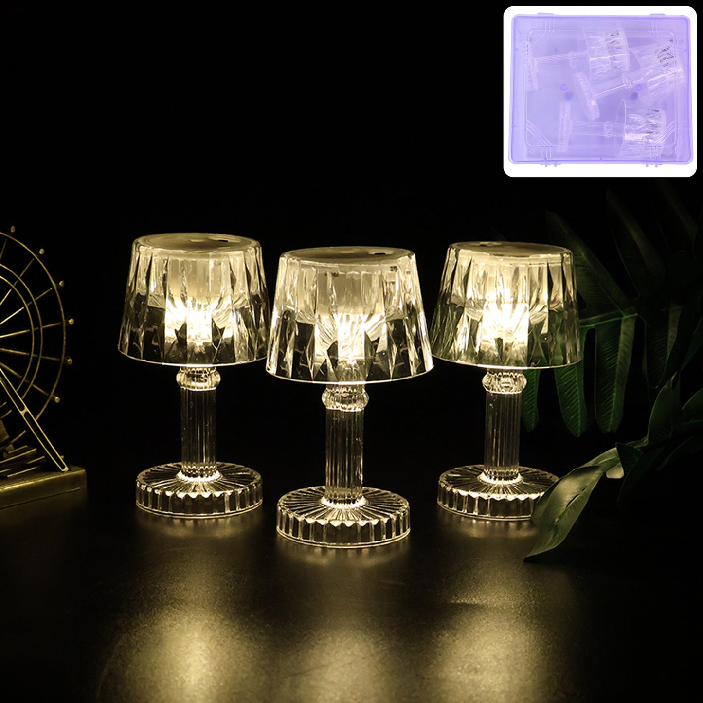 Battery Operated Decorative Led Mini Table Lamp (3 Pc  Set)