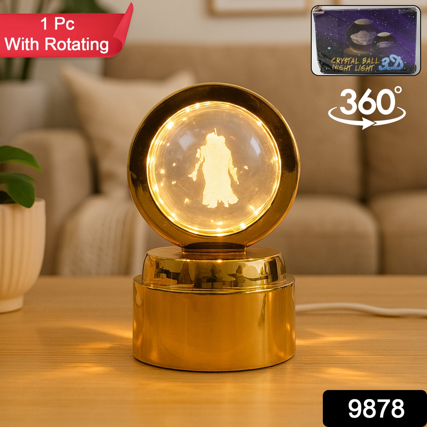 Radhe Krishna Crystal Ball Night Light  1 Pc