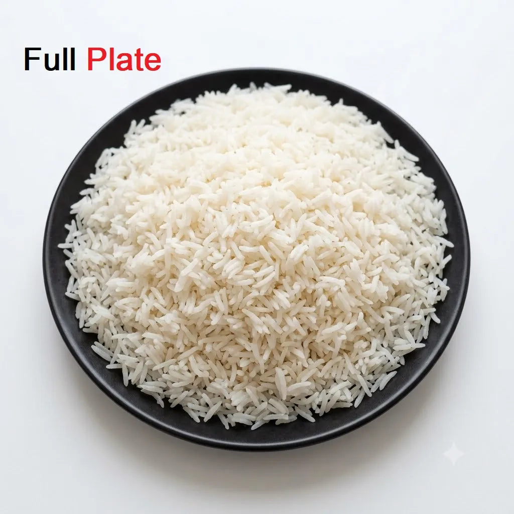 Freshly Cooked Plain White Rice (Chawal), Full Plate