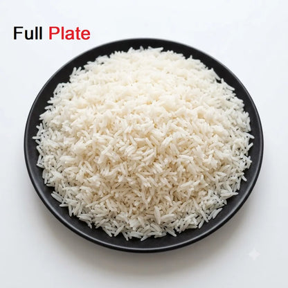 Freshly Cooked Plain White Rice (Chawal), Full Plate