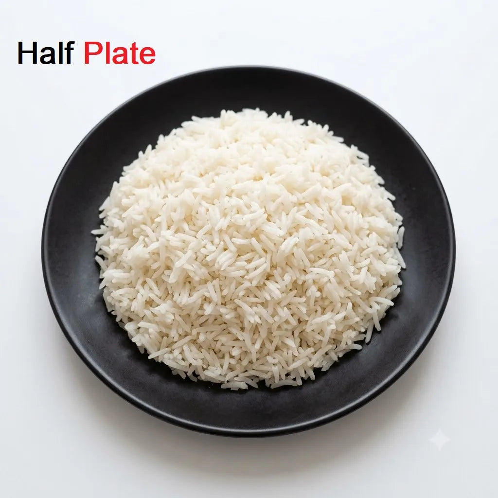 Freshly Cooked Plain White Rice (Chawal), Half Plate