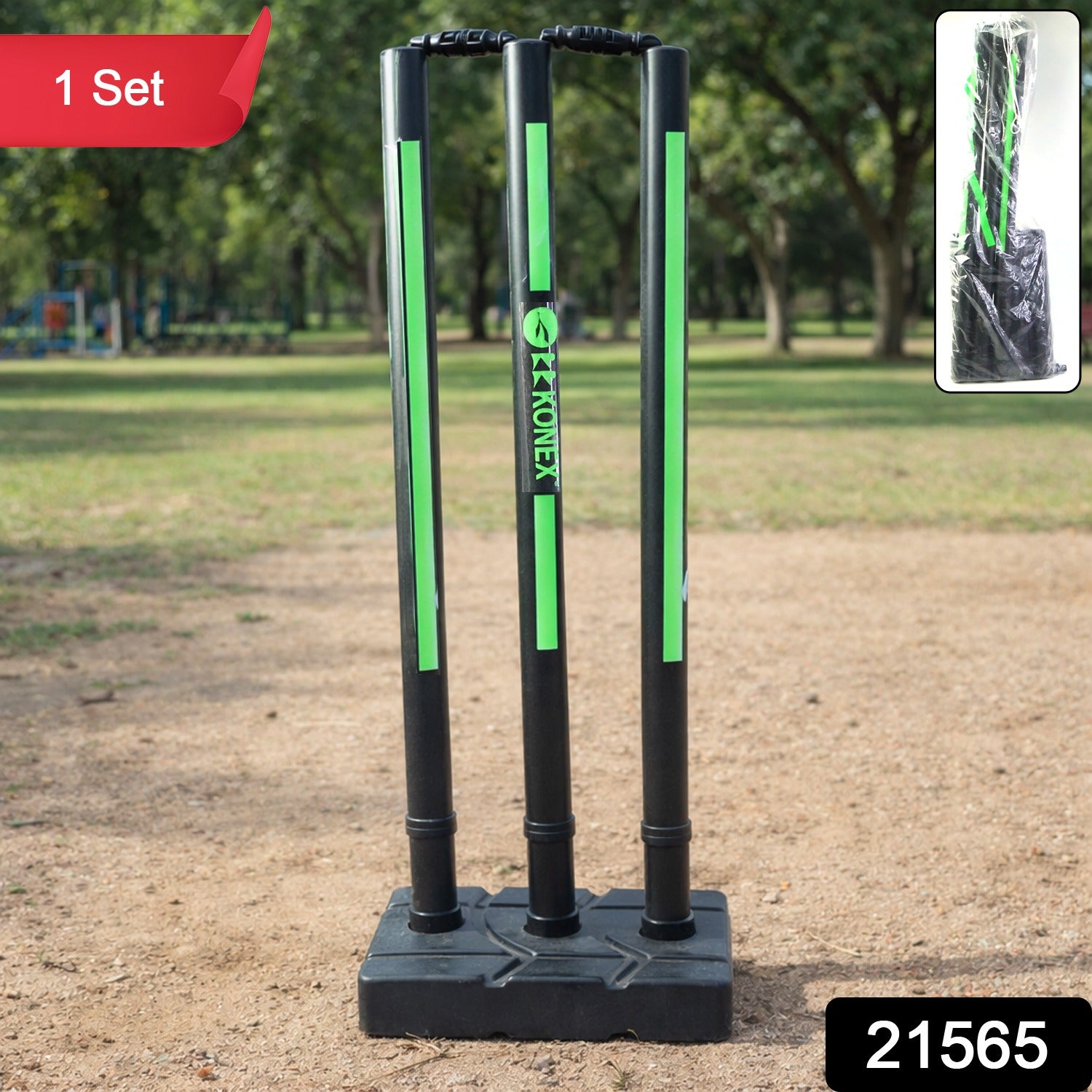 Cricket Stump Set With Heavy Base Stand (1 Set)