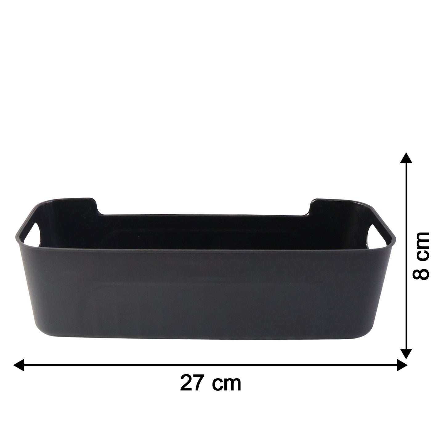 Black Plastic Storage Basket Tray Set (4 Pcs)