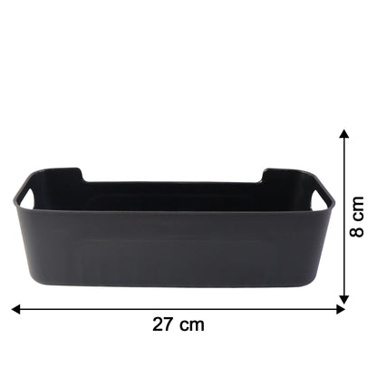 Black Plastic Storage Basket Tray Set (4 Pcs)
