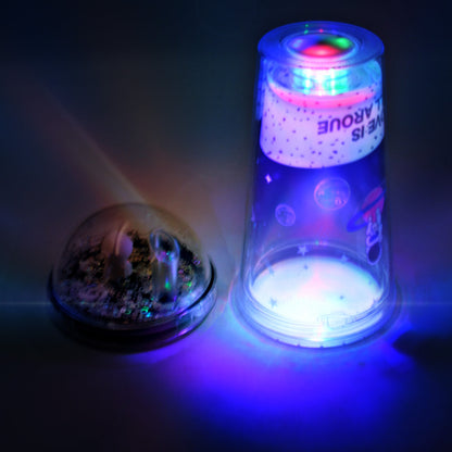 6883b  Led Glow Light Design Printed Insulated Double Wall Plastic Tumbler Cups With Straws 13oz Theming Astronaut In Space Travel Tumbler Freezer Mug Drinking Cups For Boys And Girls Schooltuitiongym Picnic (Pack Of 1)