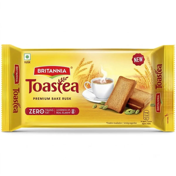 Britannia Toastea Premium Bake Rusk With Goodness Of Elaichi, Sooji & Wheat, 250 g