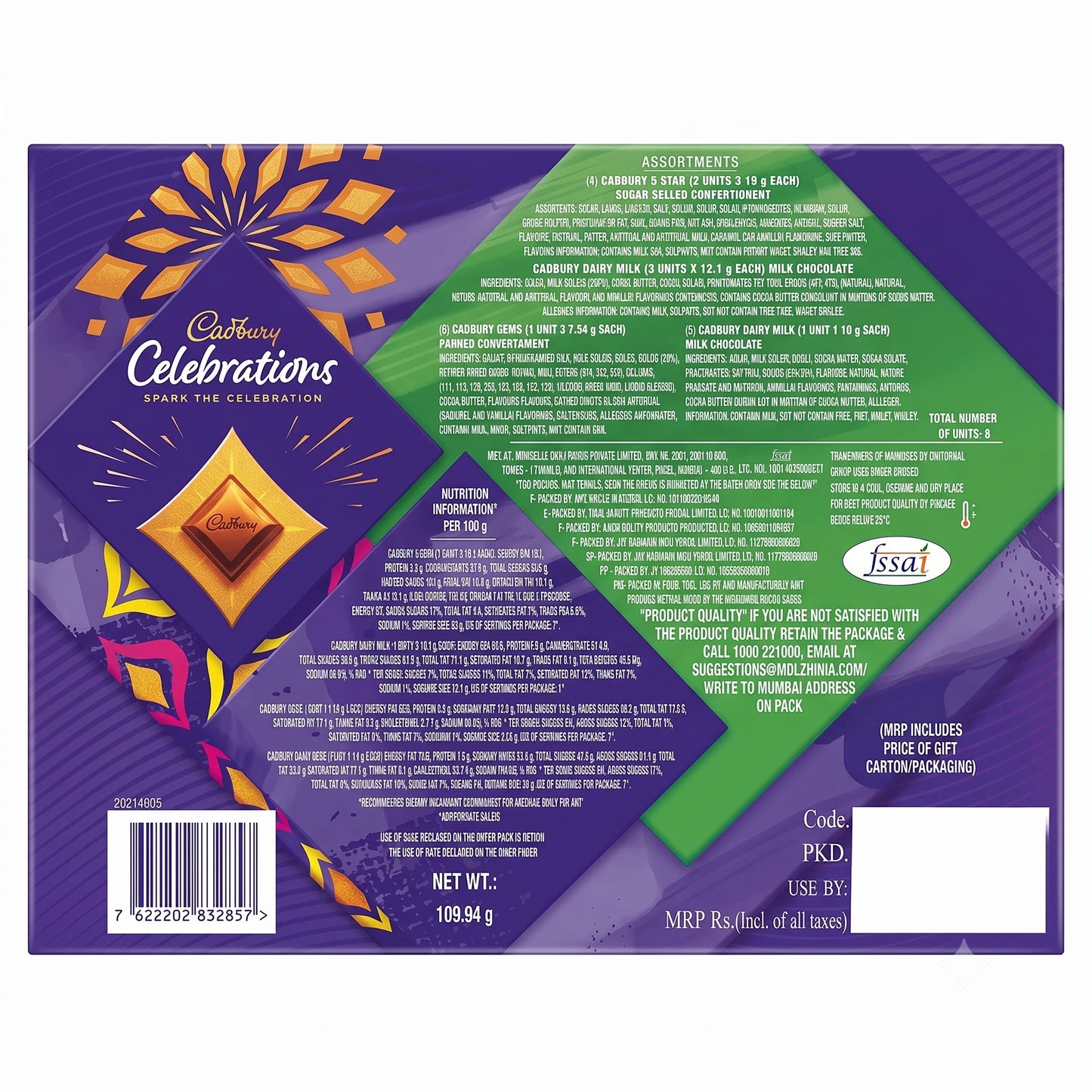 Cadbury Celebrations Assorted Pack, 109 g