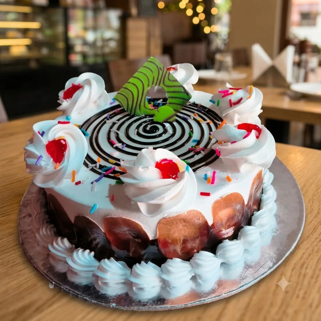 Vanilla Spiral Pattern Birthday Cake, 1 Pound