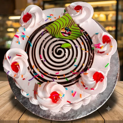 Vanilla Spiral Pattern Birthday Cake, 1 Pound