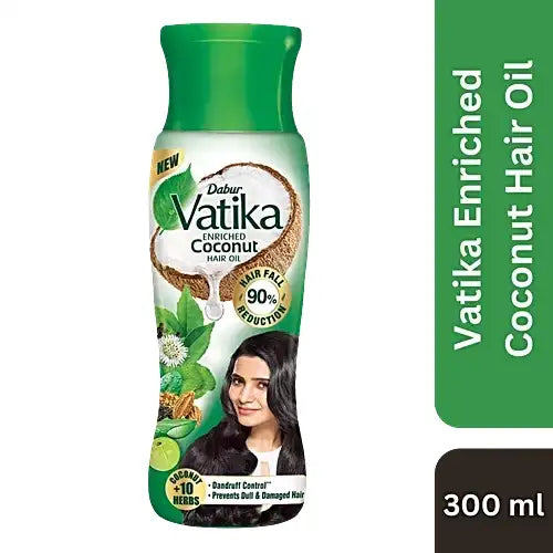 Dabur Vatika Enriched Coconut Hair Oil - With 10 Herbs, 300 ml