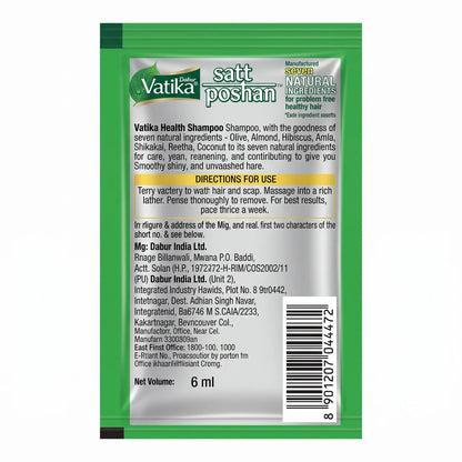 Dabur Vatika Health Shampoo, 6 ml Pouch