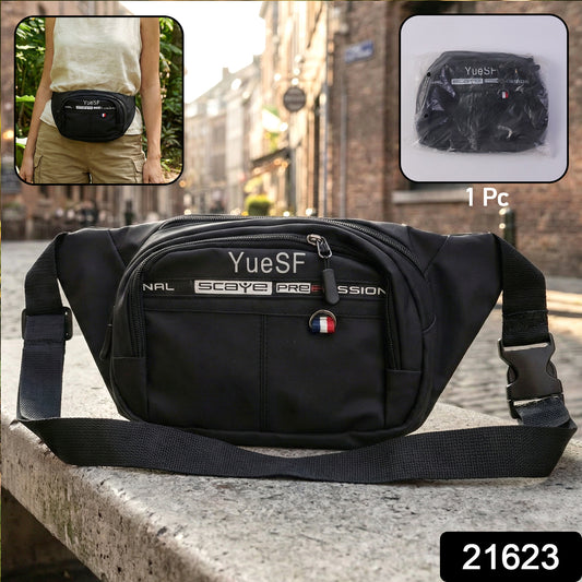 Stylish Multi-pocket Black Waist Bag  Fanny Pack (1 Pc)