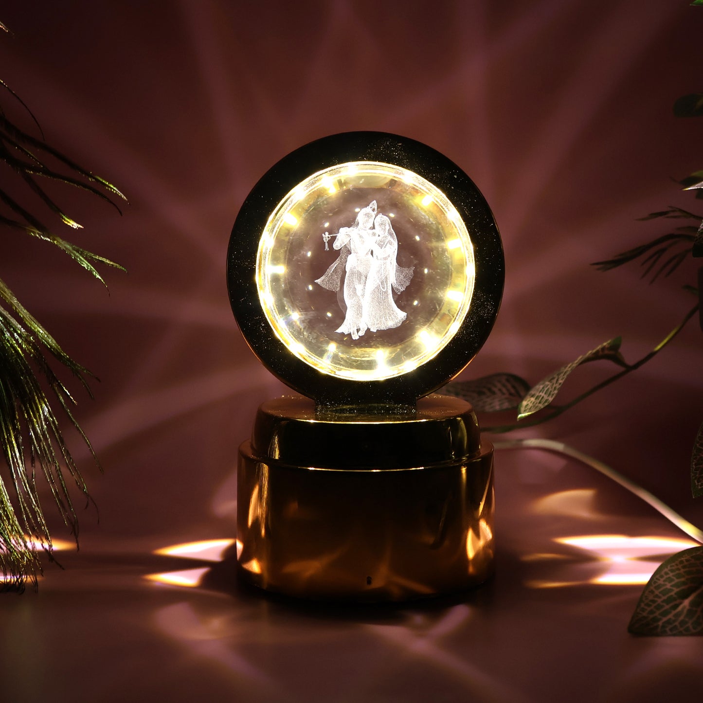 Radhe Krishna Crystal Ball Night Light  1 Pc