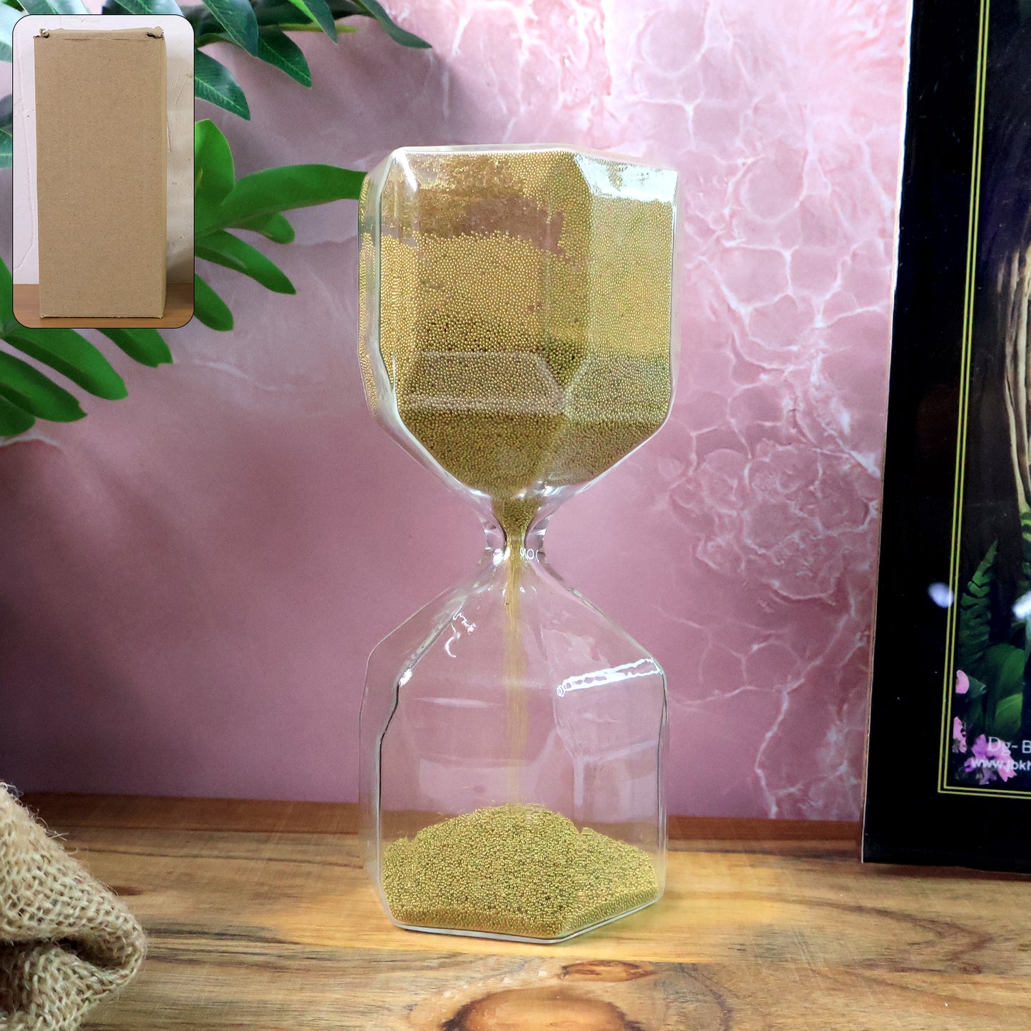 Faceted Glass Hourglass Sand Timer - (1 Pc  4 Minutes Approx Time)