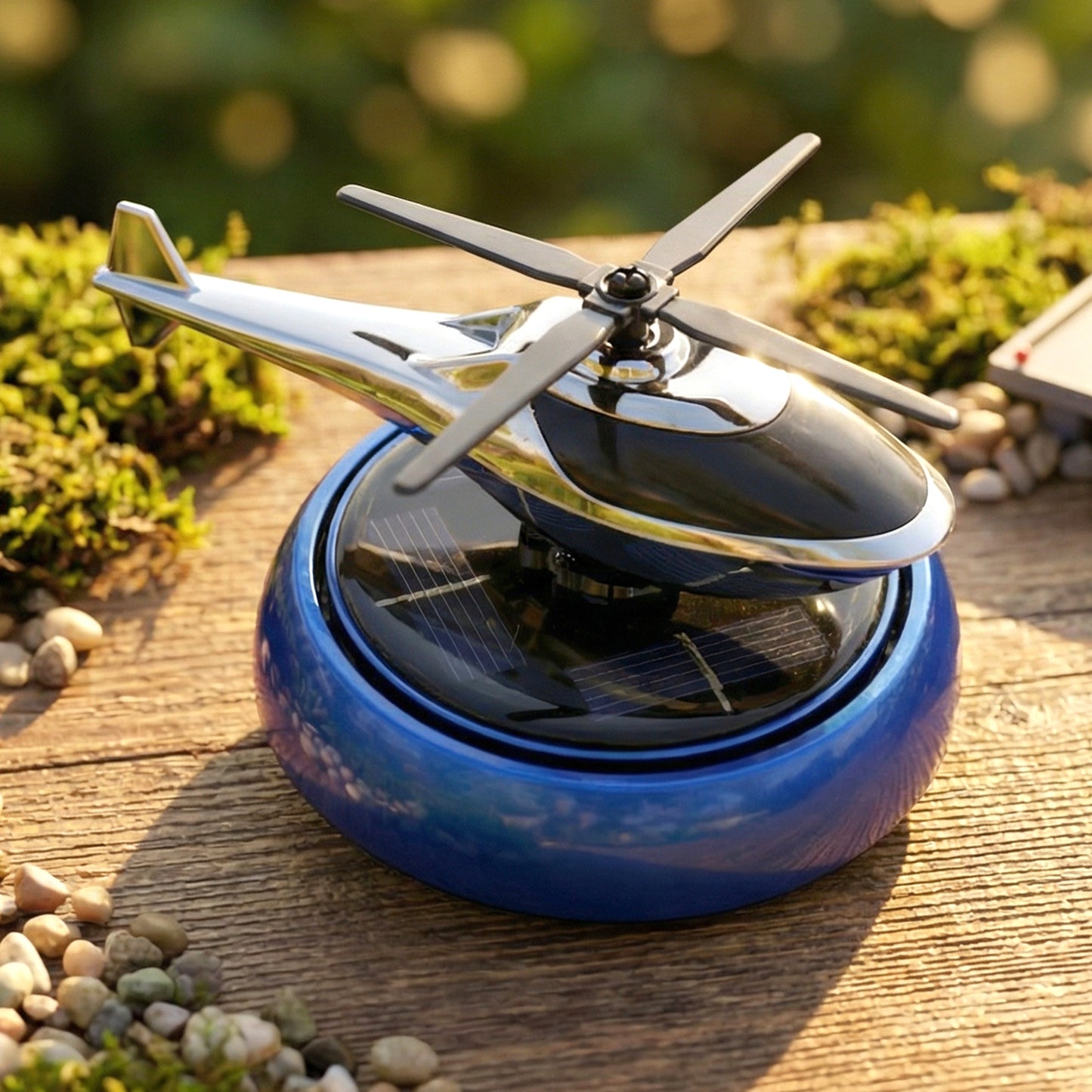 Solar Helicopter Car Dashboard Air Freshener Rotating Perfume Decor