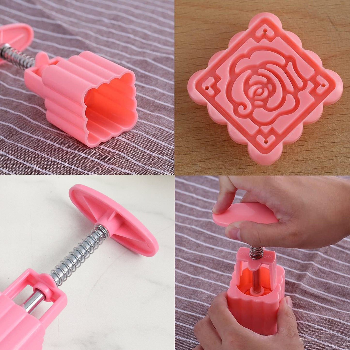 Multipurpose Cookie Biscuit Stamp Mold Set With Press Handle