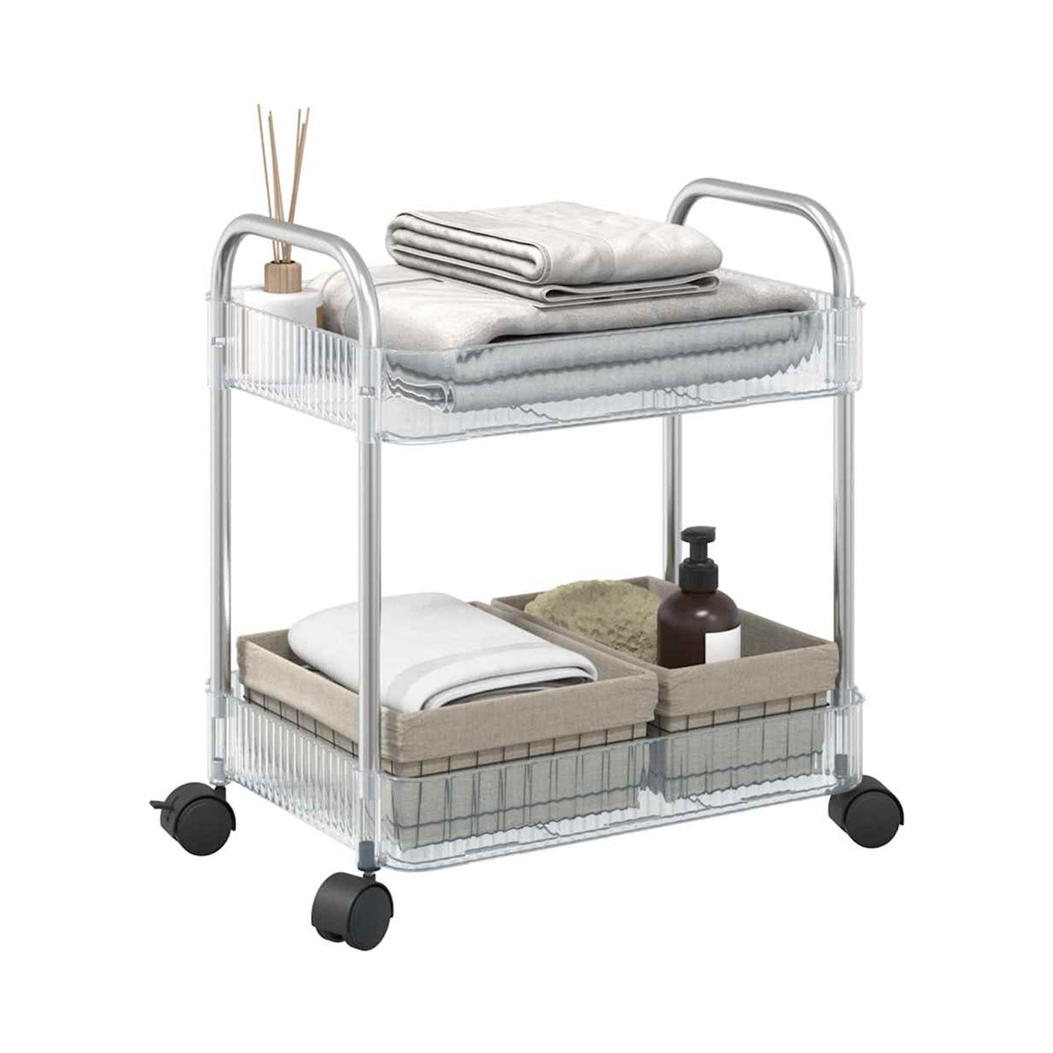 2 Layer Multipurpose Storage Trolley With Wheels (1 Pc)