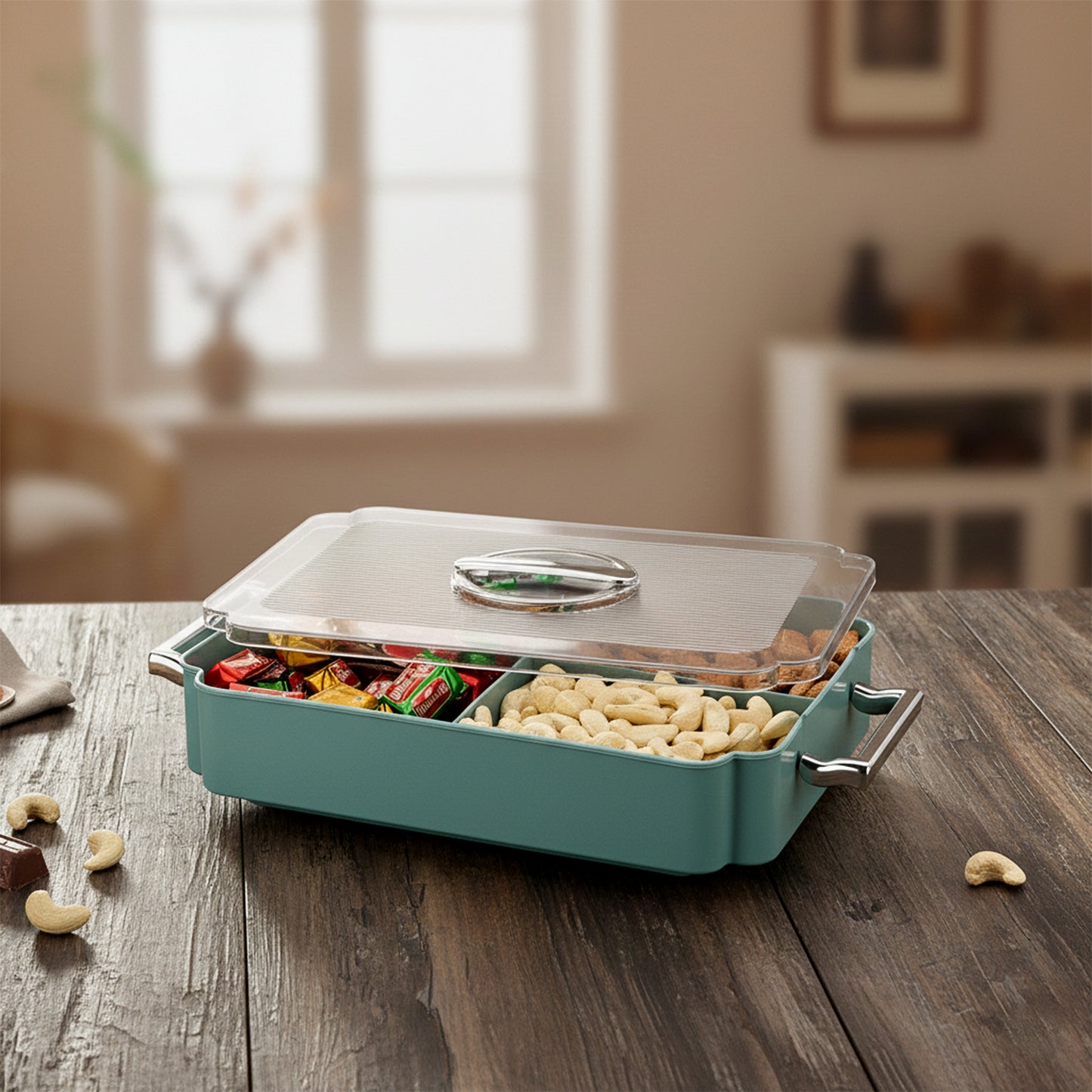 4 Compartment Multipurpose Plastic Food Storage Container (1 Pc)